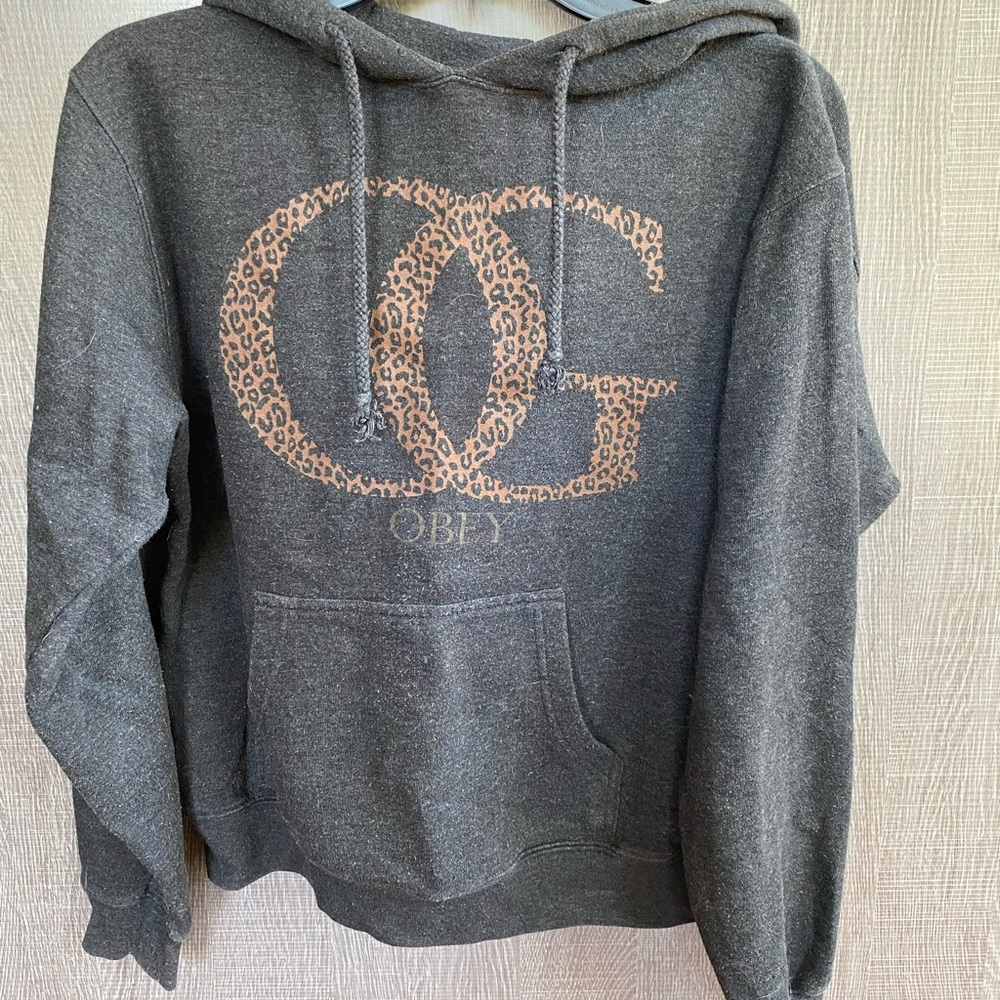 Obey OG Leopard Grey Pullover Hoodie